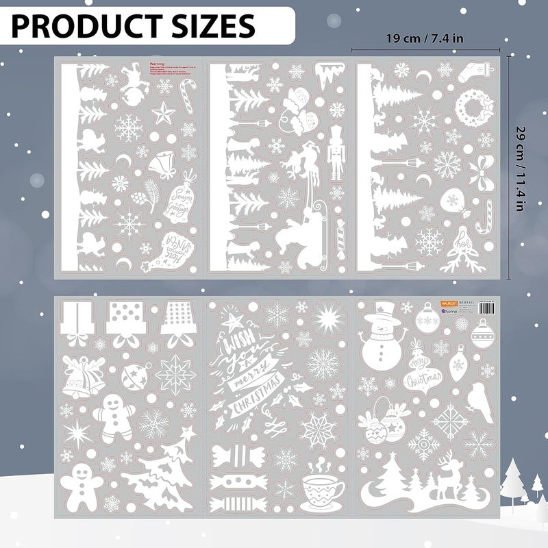 WALPLUS Christmas Window Clings Snowflake Decoration Holiday Large Window Clings for Glass Windows Indoor Xmas Decoration Clearance Festive Christmas Window Holiday Decor for Home 163 Pcs White Christmas - Image 3